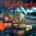 moneda de bitcoin entre pantallas de venta en exchange y graficos con logo ed microstrategy en el fondo