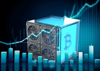 Minero de bitcoin y acciones en subida.