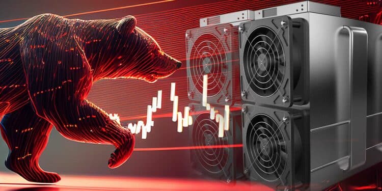 Mineros de bitcoin y oso representando el mercado.