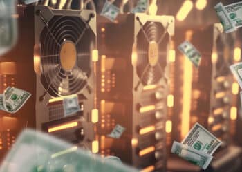 Mineros de bitcoin y dólares cayendo.