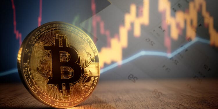 moneda de bitcoin con graficos de precio y calendarios en el fondo