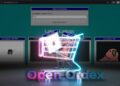 carrito de mercado digital con tarjetas de nft dentro con interfaz de Open Ordex en el fondo