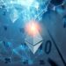 logo de ethereum entre redes digitales con calendario y reloj en el fondo