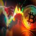 oso rugiendo junto a moneda de bitcoin con grafico de precio creciente