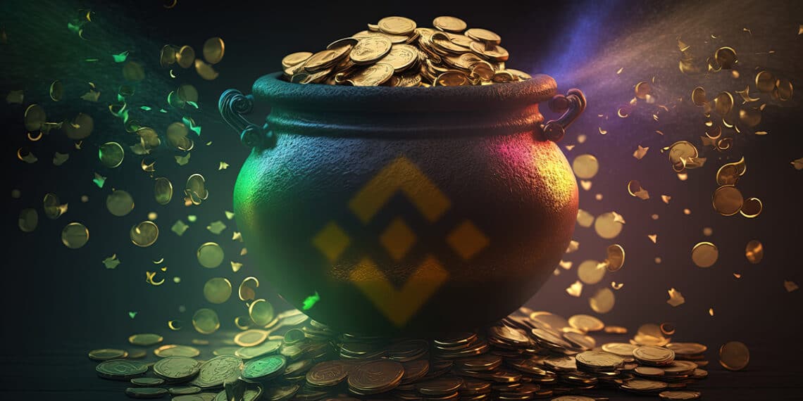 jarron lleno de monedas con logo de binance