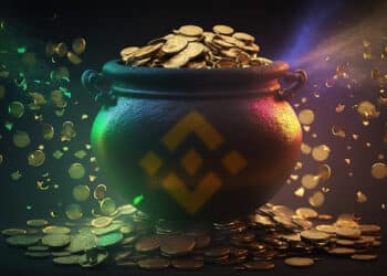 jarron lleno de monedas con logo de binance