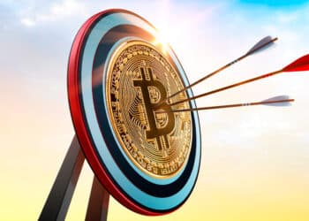 Bitcoin en blanco una diana.