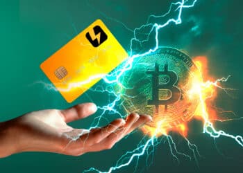 Tarjeta de wallet of satoshi y bitcoin con lightning.