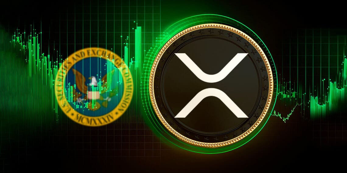 Criptomoneda XRP y logo de la SEC.