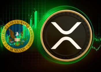 Criptomoneda XRP y logo de la SEC.