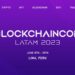 Pancarta promocional del evento Blockchaincon Latam 2023.