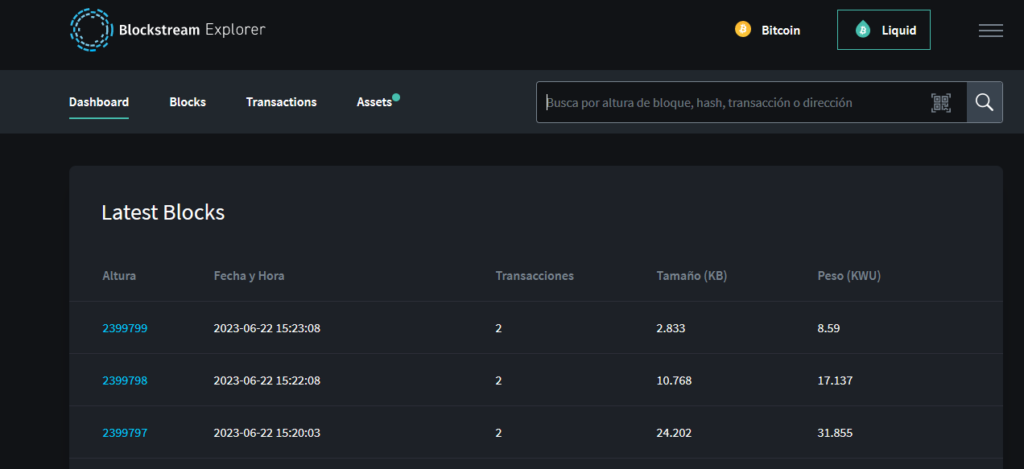 Plataforma Blockstream.