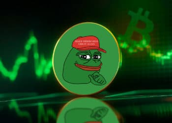 Memecoin pepe, gráfico de mercado verde y bitcoin.