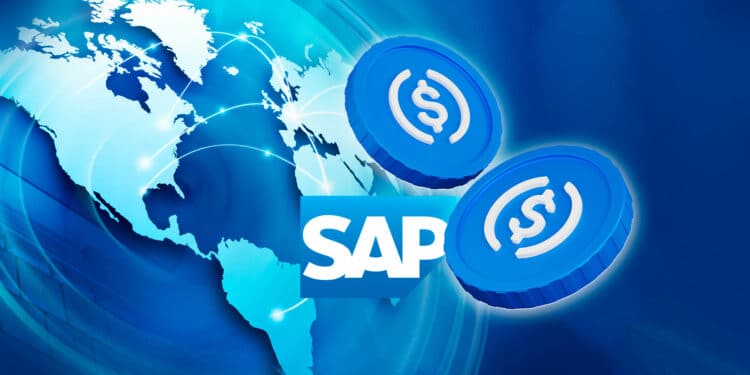 USDC, logo de SAP y pagos trasfronterizos.