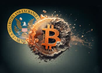 Logo de la SEC y bitcoin.