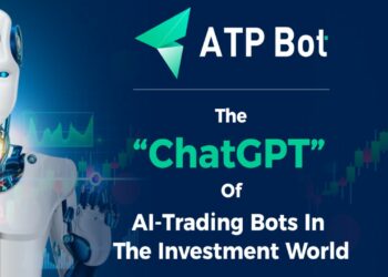 Robot de Inteligencia Artificial junto a logo de ATP Bot