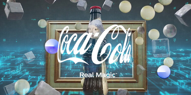 arte de botella de Coca Cola en red digital de coinbase