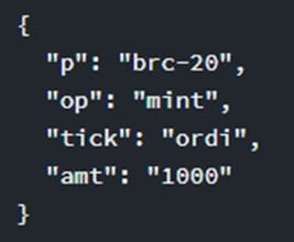 Text file in JSON format to create the ORDI token.