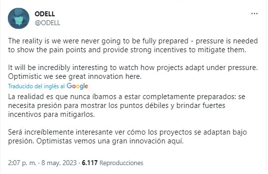 Matt Odel dice: "Se necesita presión para mostrar los puntos debiles y brindar fuertes incentivos para mitigarlo. (...) Vemos una gran inovación aquí