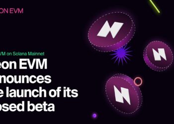 Pancarta promocional del lanzamiento beta de NEON EVM.