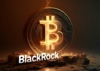 Bitcoin y logo de BlackRock.