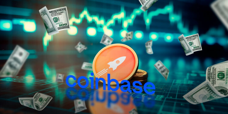 Token RPL, logo de coinbase y dólares.