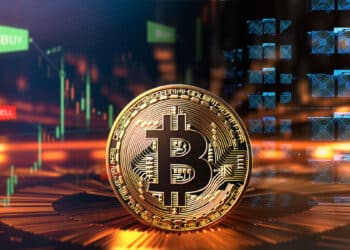 moneda de bitcoin entre grafico de precio y mineros asic