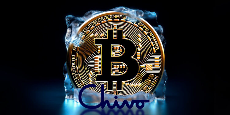 Bitcoin congelado y logo de chivo wallet.