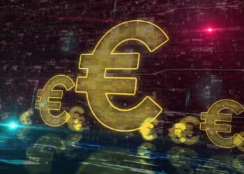 símbolos de euro en plataforma digital