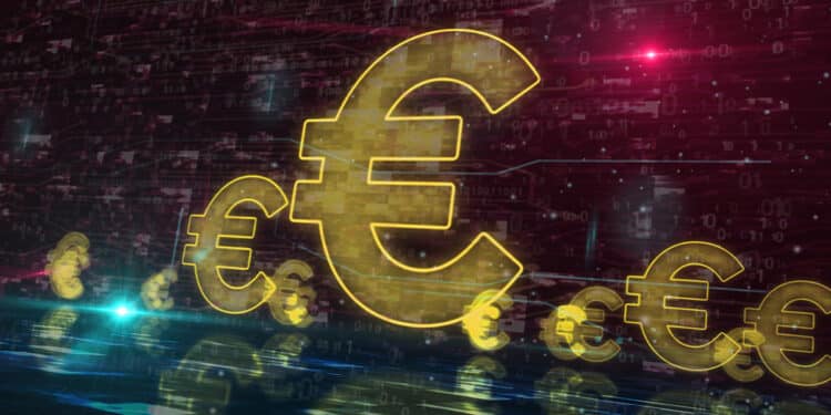 símbolos de euro en plataforma digital