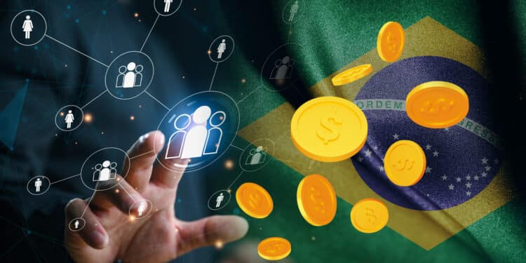 Datos, tokens y bandera de Brasil.