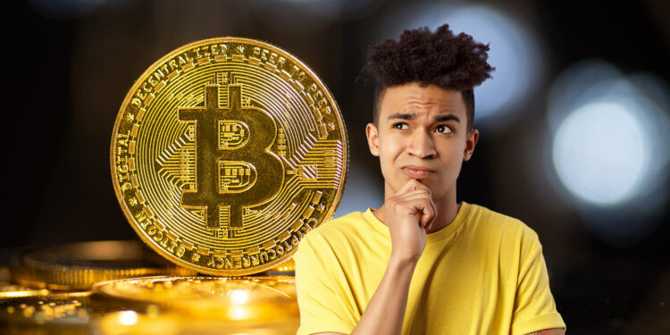 Persona sin educación financiera y bitcoin.