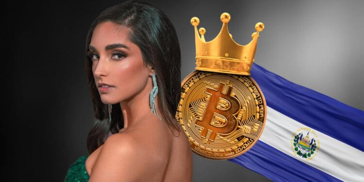 Alejandra Guajardo, bitcoin y bandera de El Salvador.