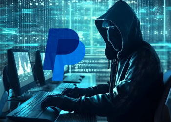 Estafador y logo de Paypal.