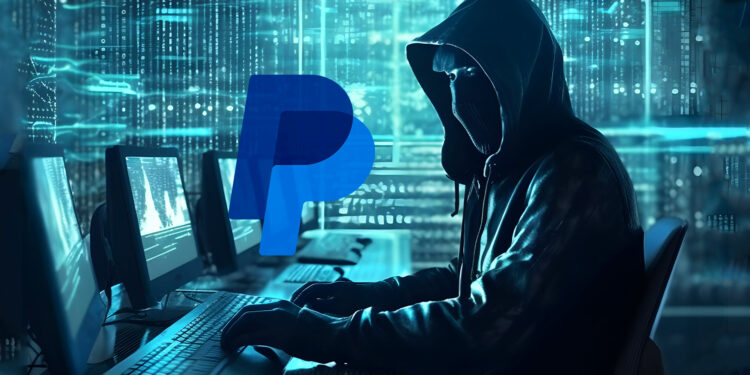 Estafador y logo de Paypal.