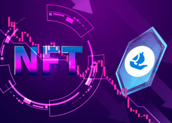 NFT en caída y logo de Open Sea