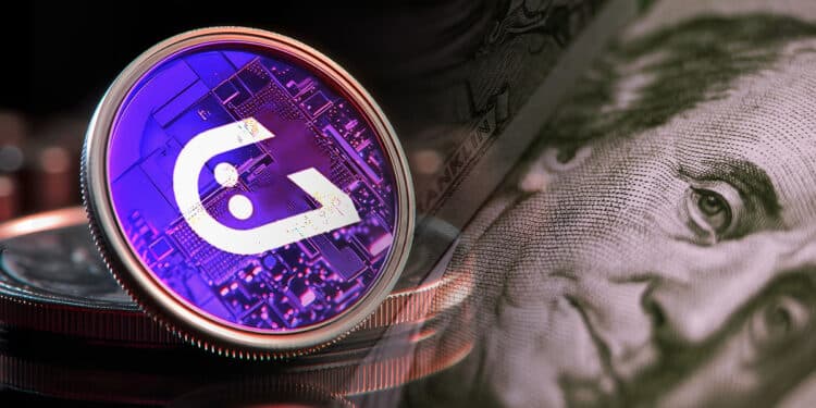 stablecoin GHO de Aave junto a billete de dólar