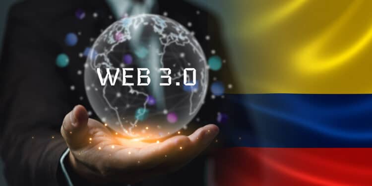 Web 3 y bandera de Colombia.