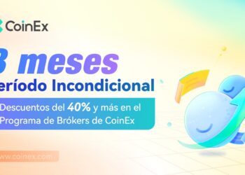 Pancarta promocional del lanzamiento del Programa Global de Brokers de CoinEx.