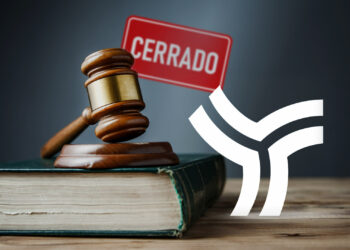 Logo de Yield, cartel cerrado y martillo regulador