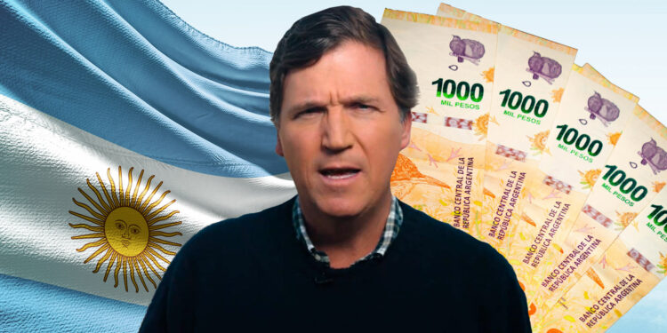 Tucker Carlson, pesos y bandera Argentina.