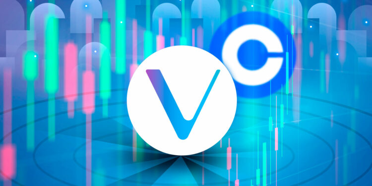 Suben de precio las criptomonedas de la red VeChain - Composición por CriptoNoticias. coinbase.com ; academy.binance.com ; Diego Ioppolo / stock.adobe.com.