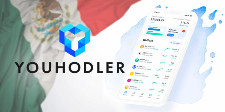 Plataforma Youhodler y bandera de México.
