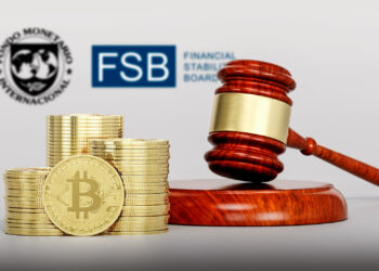 Regulación de bitcoin y logo de FMI y FSB.