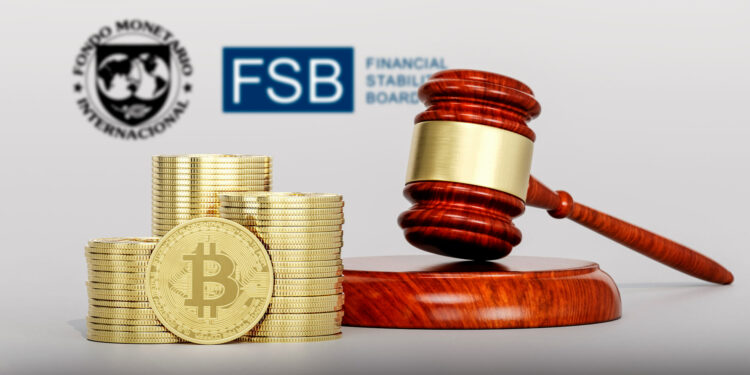 Regulación de bitcoin y logo de FMI y FSB.
