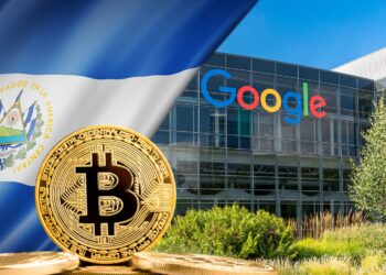 Bitcoin, bandera de El Salvador y Google.