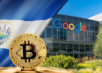 Bitcoin, bandera de El Salvador y Google.