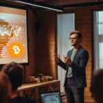 Aula con jóvenes aprendiendo sobre bitcoin y mapa de Latinoamerica.