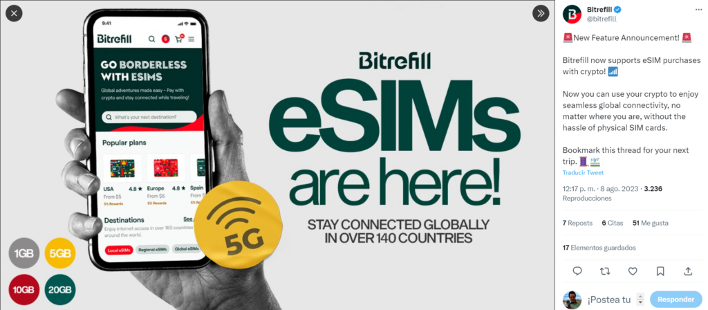 Sección de eSIMs regionalmente dedicadas a Latinoamerica.