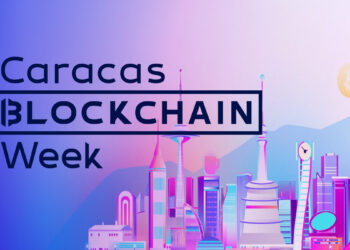 logo de la Caracas Blockchain Week sobre ciudad digital